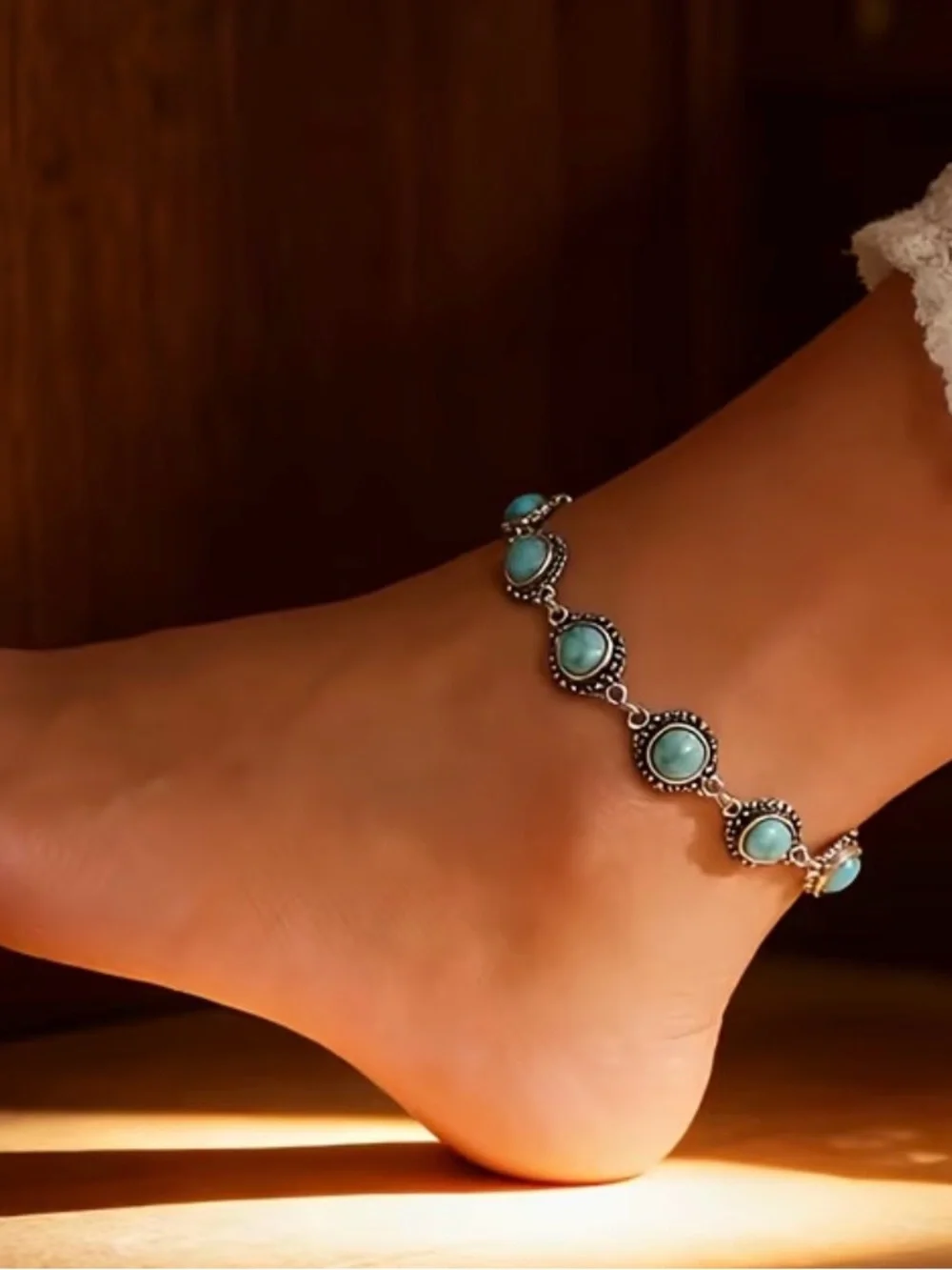 Turquoise Link Bracelet - Teal Stone